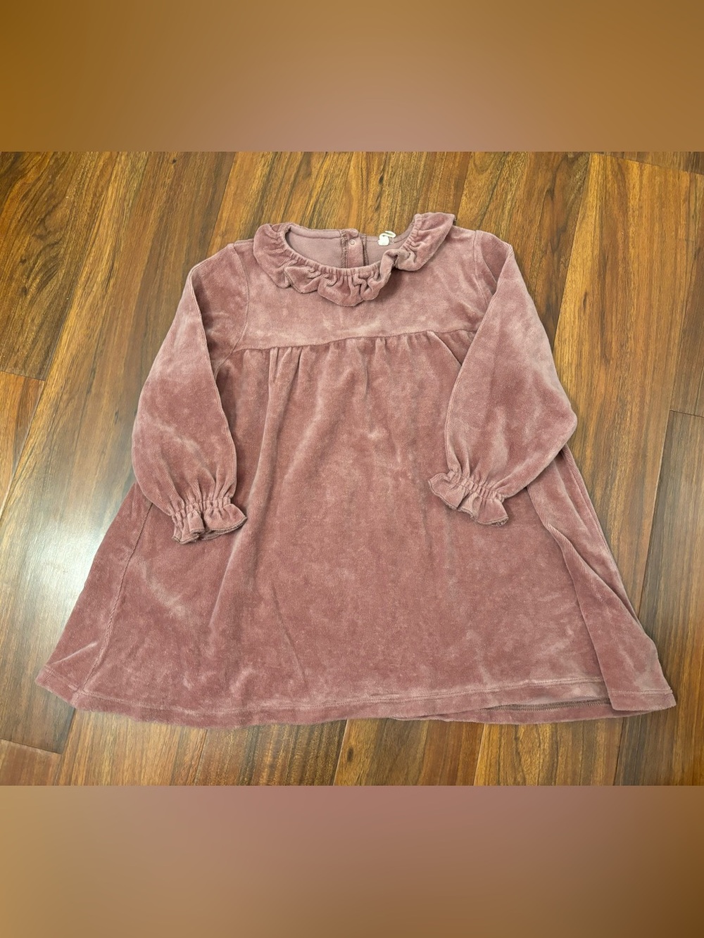 Quincy Mae Mauve/Blush Velour Long Sleeve Dress.